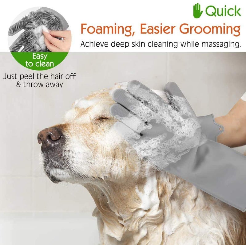 Sene Pet Grooming Gloves, Silicone Gloves Dog bathing supplies Hair Removal Gloves, High Density Teeth Bathing Shampoo Shedding Bath Brush Scrubber Washing for Dod and Cat - Image 1